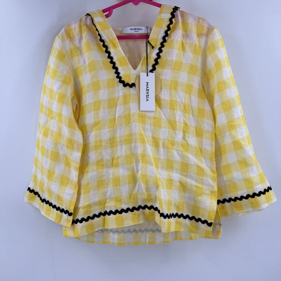 Marysia Bumby Swim x Maisonette CoverUp Size 2 Yellow Gingham Swim Rickrack NWT - Picture 13 of 13